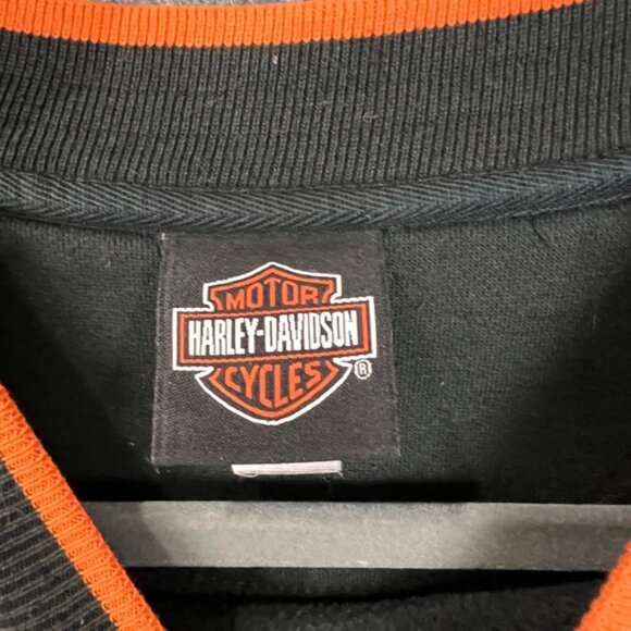 vintage Harley Davidson Men Black Orange Crewneck Sweatshirt Biker Graphic Large - Picture 7 of 8